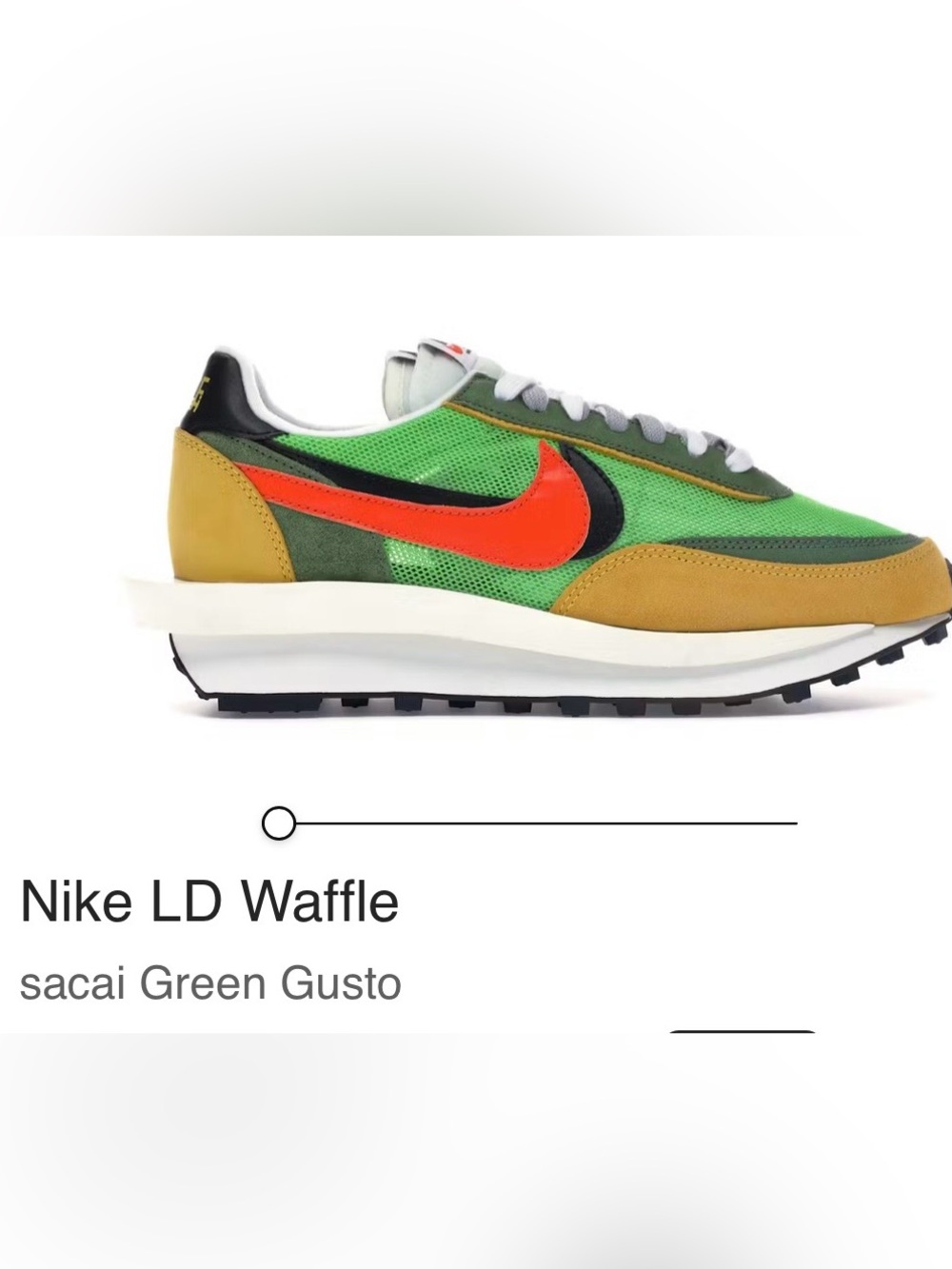 Nike Sacai x LDWaffle Green Gusto with Box, Men's US 11